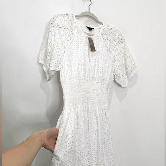 NWT J Crew Provence smocked-waist midi dress in eyelet white - Picture 6 of 8